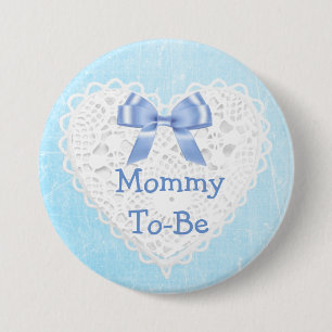 Blauer Lacy-Mama-to-Be-Baby-Duschknopf Button