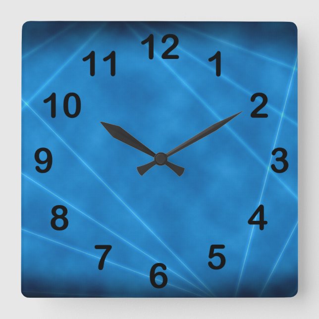 Blauer Laserzeiger Quadratische Wanduhr (Vorderseite)