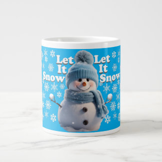 Blauer Lass-es-schneien-Spaß-Schneemann-Spezialbec Jumbo-Tasse