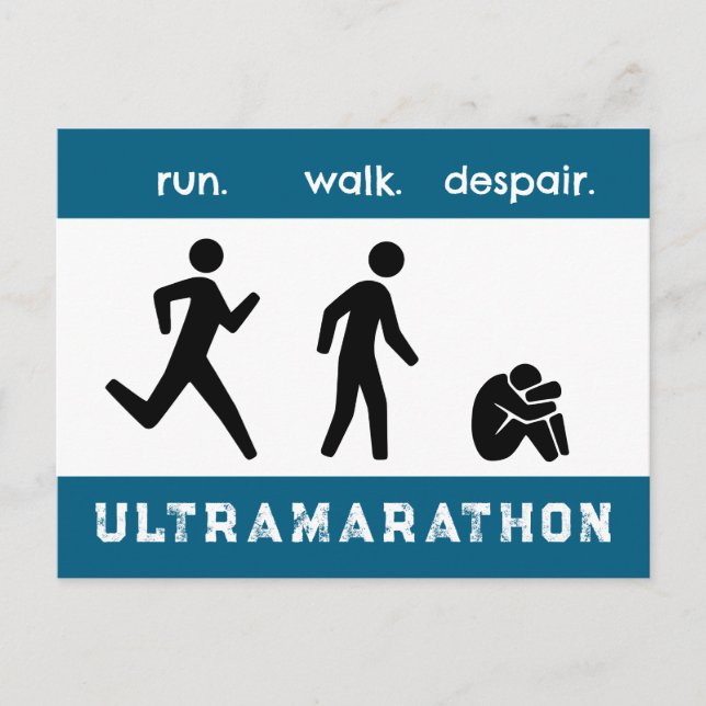 Blauer Lauf. Gehen. Verzweiflung. Piktogramm-Silho Postkarte (Vorderseite)