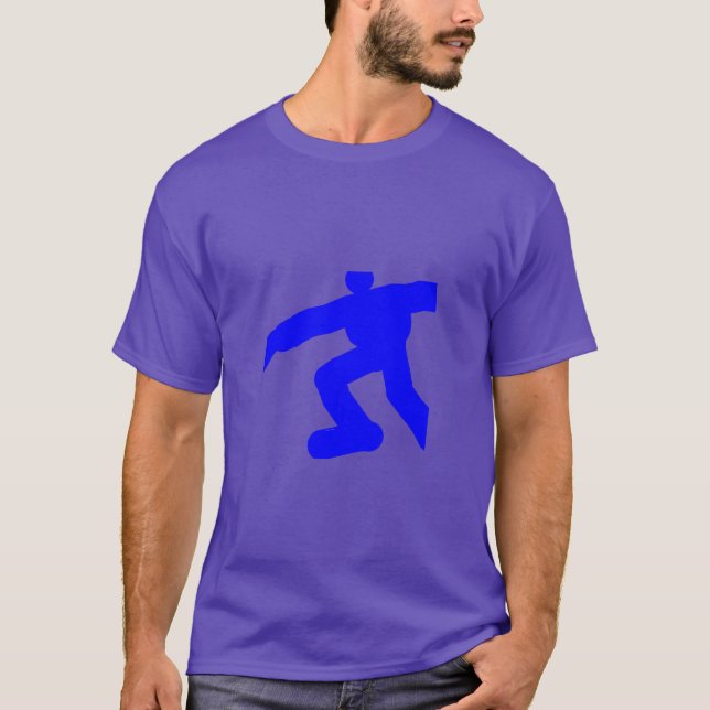 Blauer Laufender Mann Lila T-Shirt (Vorderseite)