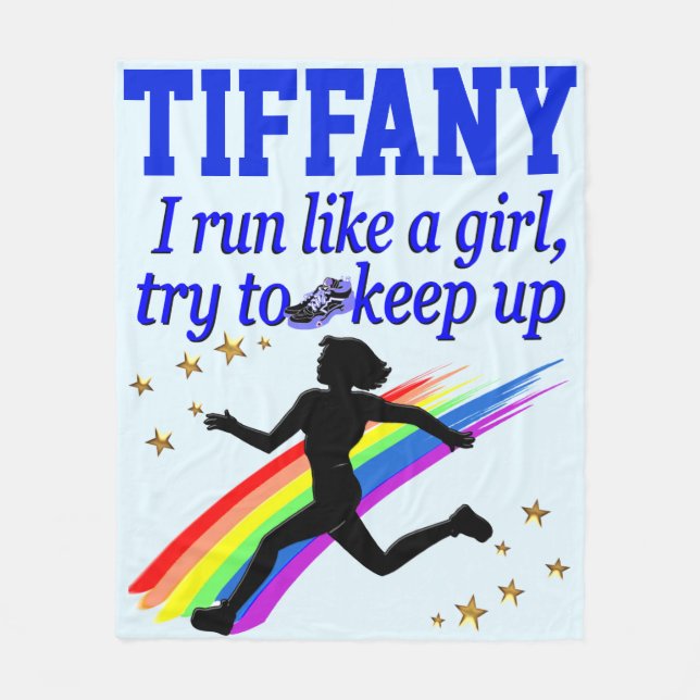 BLAUER LÄUFT WIE EIN MÄDCHEN PERSONALISIERTER FLEE FLEECEDECKE (Vorderseite)