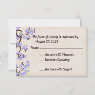 Blauer Lavendel Sakura Blüten RSVP Karten