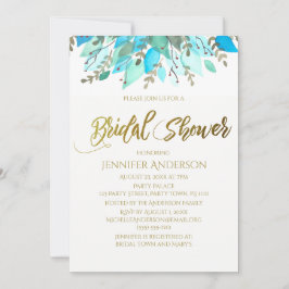 Blauer Leaf Brautparty Einladung