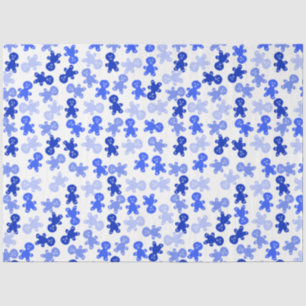 Blauer Lebkuchenmann auf Weiß Seidenpapier