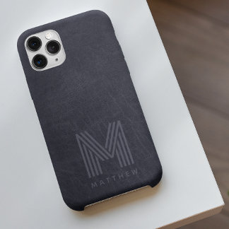Blauer Leder Dicke Monogram Masculine Case-Mate iPhone 14 Hülle