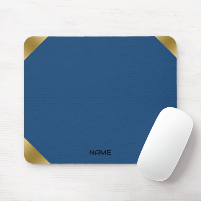 Blauer Lederabdruck mit goldenen Akzenten Mousepad (Mit Mouse)