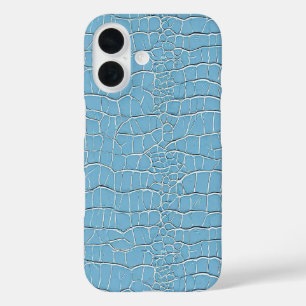 Blauer Ledereffekt iPhone 16 Hülle