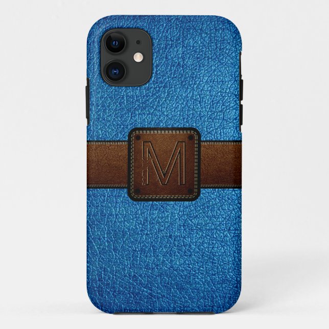 Blauer Lederlook braun Case-Mate iPhone Hülle (Rückseite)