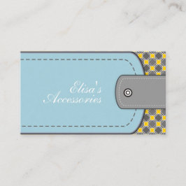 Blauer Lederlook und Muster gelb modern Visitenkarte