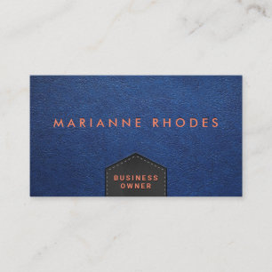 Blauer Lederstich   Embossed Letting Visitenkarte