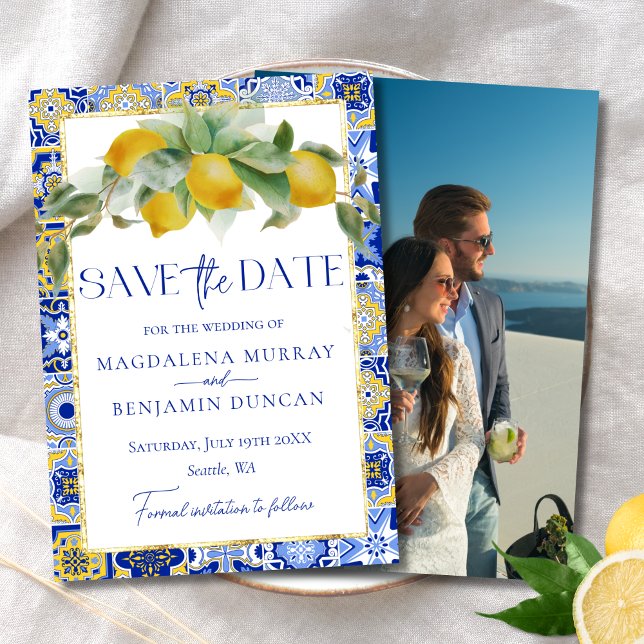 Blauer Lemon Foto Hochzeit Save The Date (Von Creator hochgeladen)