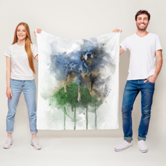 Blauer Leopard Katahoula in Watercolor Fleecedecke