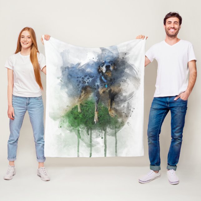 Blauer Leopard Katahoula in Watercolor Fleecedecke (Beispiel)