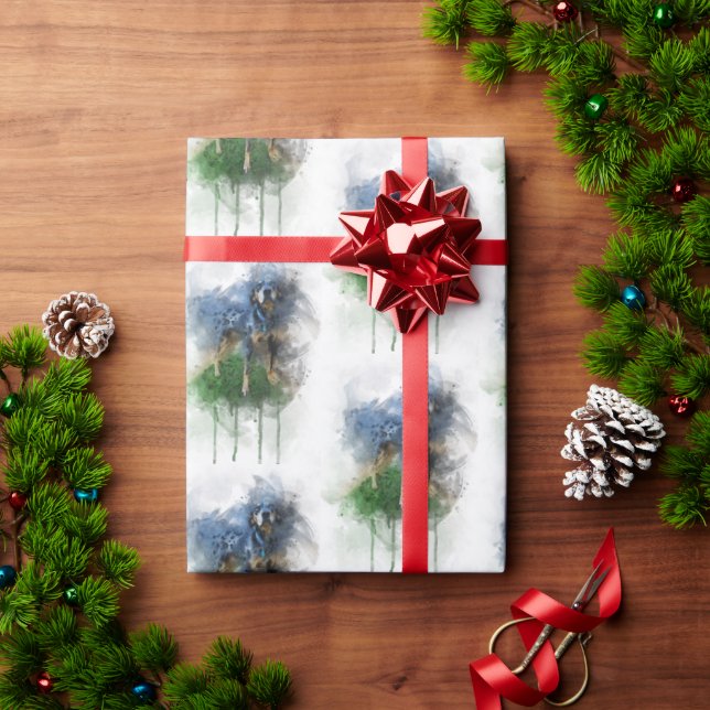 Blauer Leopard Katahoula in Watercolor Geschenkpapier (Feiertagsgeschenk)