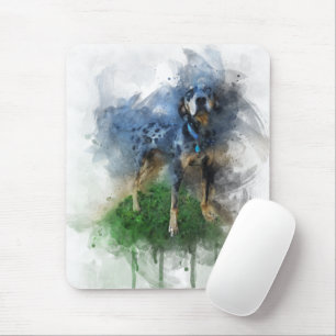Blauer Leopard Katahoula in Watercolor Mousepad