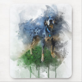 Blauer Leopard Katahoula in Watercolor Mousepad