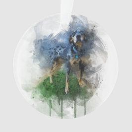 Blauer Leopard Katahoula in Watercolor Ornament