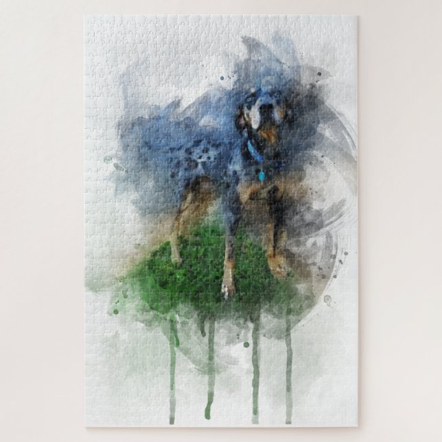 Blauer Leopard Katahoula in Watercolor Puzzle (Vertikal)
