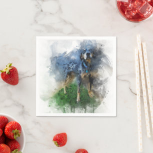 Blauer Leopard Katahoula in Watercolor Serviette