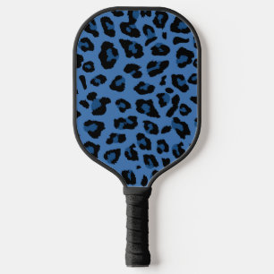 Blauer Leopard Print Animal Muster Pickleball Schläger