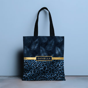Blauer Leopard Print Shimmer Tropenflorname