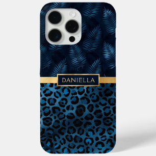 Blauer Leopard Print Shimmer Tropenflorname Case-Mate iPhone Hülle