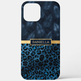 Blauer Leopard Print Shimmer Tropenflorname Case-Mate iPhone Hülle
