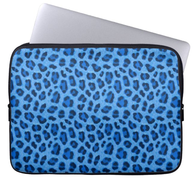 Blauer Leopard Tierdruckmuster Laptopschutzhülle (Vorderseite)