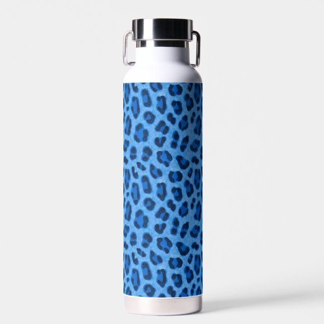 Blauer Leopard Tierdruckmuster Trinkflasche (Vorne)