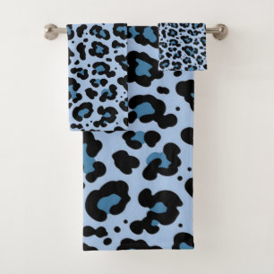 Blauer Leoparden-Druck Badhandtuch Set