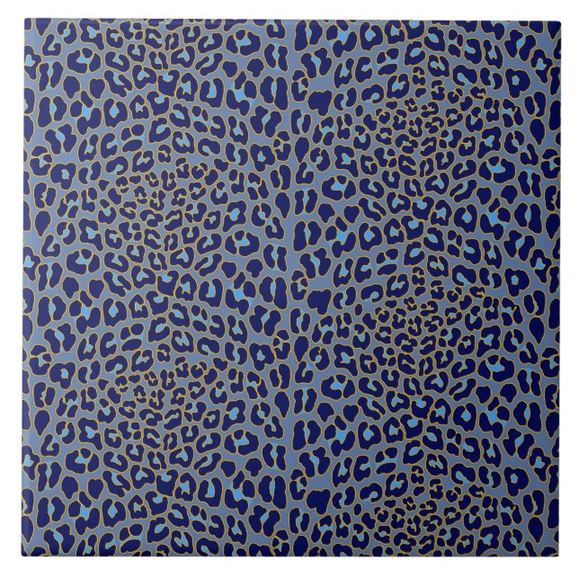 Blauer Leopardendruck Fliese (Vorderseite)