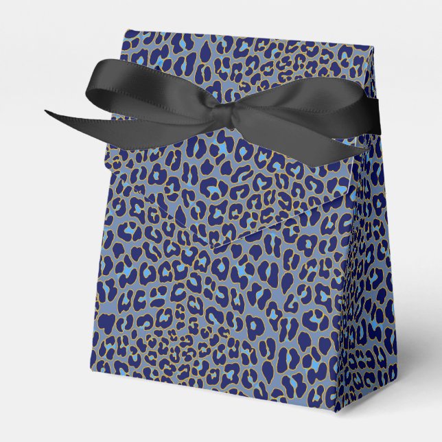 Blauer Leopardendruck Geschenkschachtel (Vorderseite)