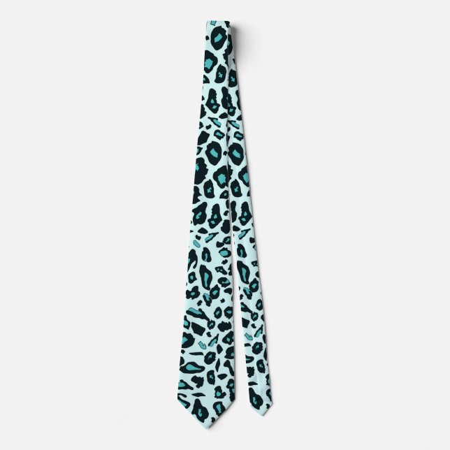 Blauer Leopardendruck Krawatte (Vorderseite)