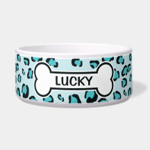Blauer Leopardendruck Zeichnend mit Knochen und Na