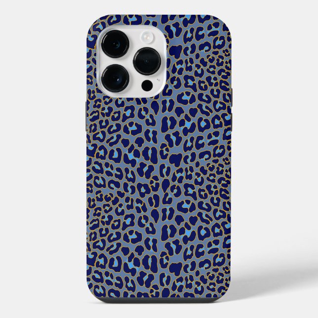 Blauer Leopardenprint  iPhone Hülle (Rückseite)