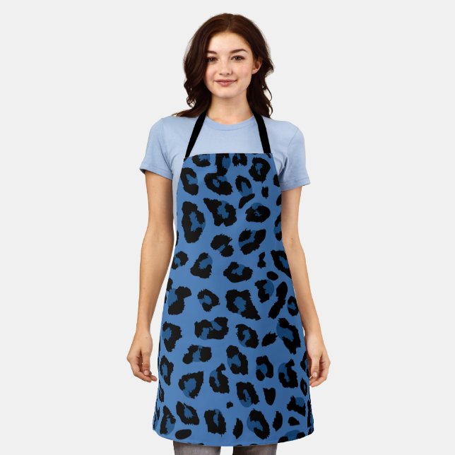 Blauer Leopardenprint Schürze (Getragen)