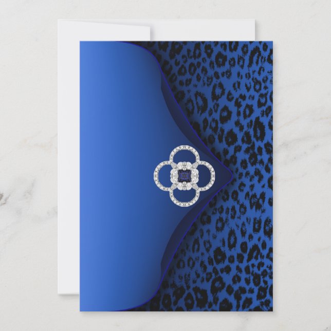 Blauer Leopardenprint-Umschlag Einladung (Vorderseite)