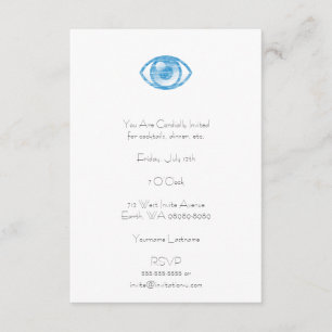 Blauer Letterpress-Stil Eye-Con Einladung