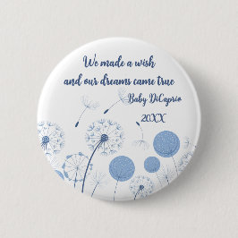 Blauer Leuchter-Wunschknopf für Babyankündigung Button