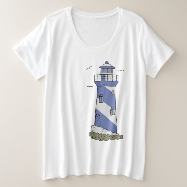 blauer Leuchtturm Große Größe T-Shirt (Design vorne)