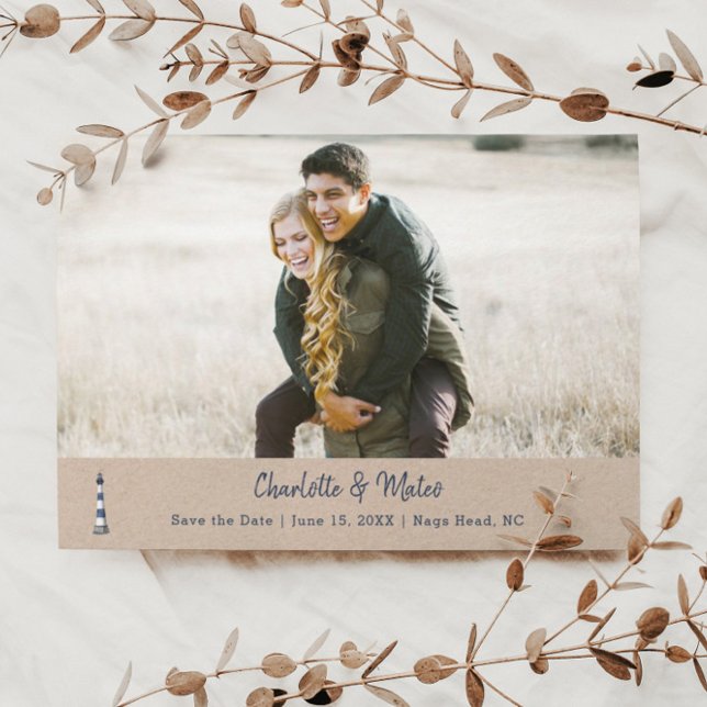 Blauer Leuchtturm Save the Date Karte (Von Creator hochgeladen)