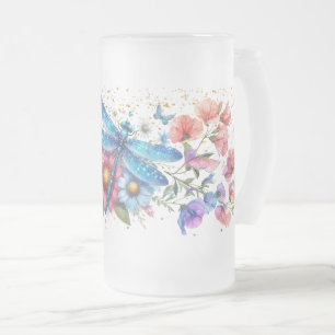 Blauer Libelle Mattglas Bierglas