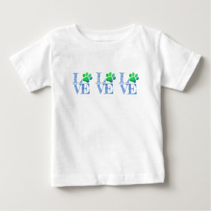 Blauer LIEBE Blauer Grüner Pet Spaß Baby T-shirt