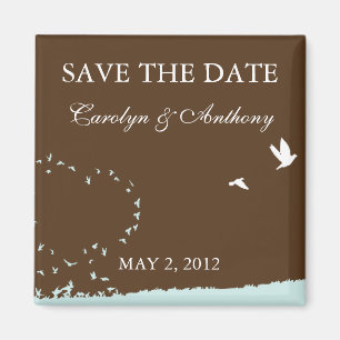 Blauer Liebevogel SAVE THE DATE Magnet