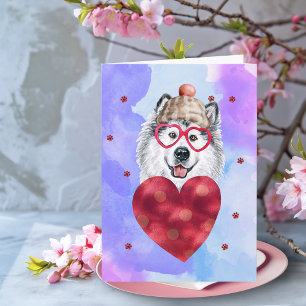 Blauer Lila Alaska Valentinstag Geschenk Hund Karte