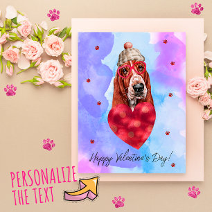 Blauer Lila Basset Hound Valentinstag Geschenk Hun Feiertagspostkarte
