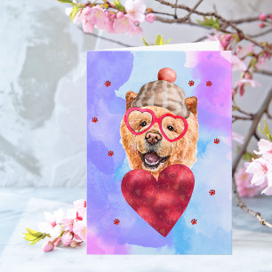 Blauer Lila Chow Chow Valentinstag Geschenk Hund Karte