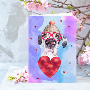 Blauer Lila Deutsche Dogge Valentinstag Geschenk H Karte
