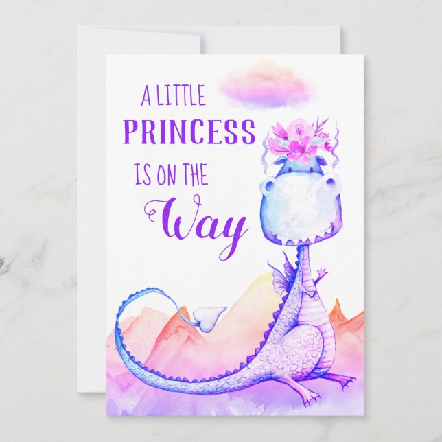 *~* Blauer Lila Dragon Kinderdusche Einladung (Vorderseite)